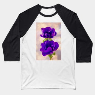 Textured Blue Anemone Baseball T-Shirt